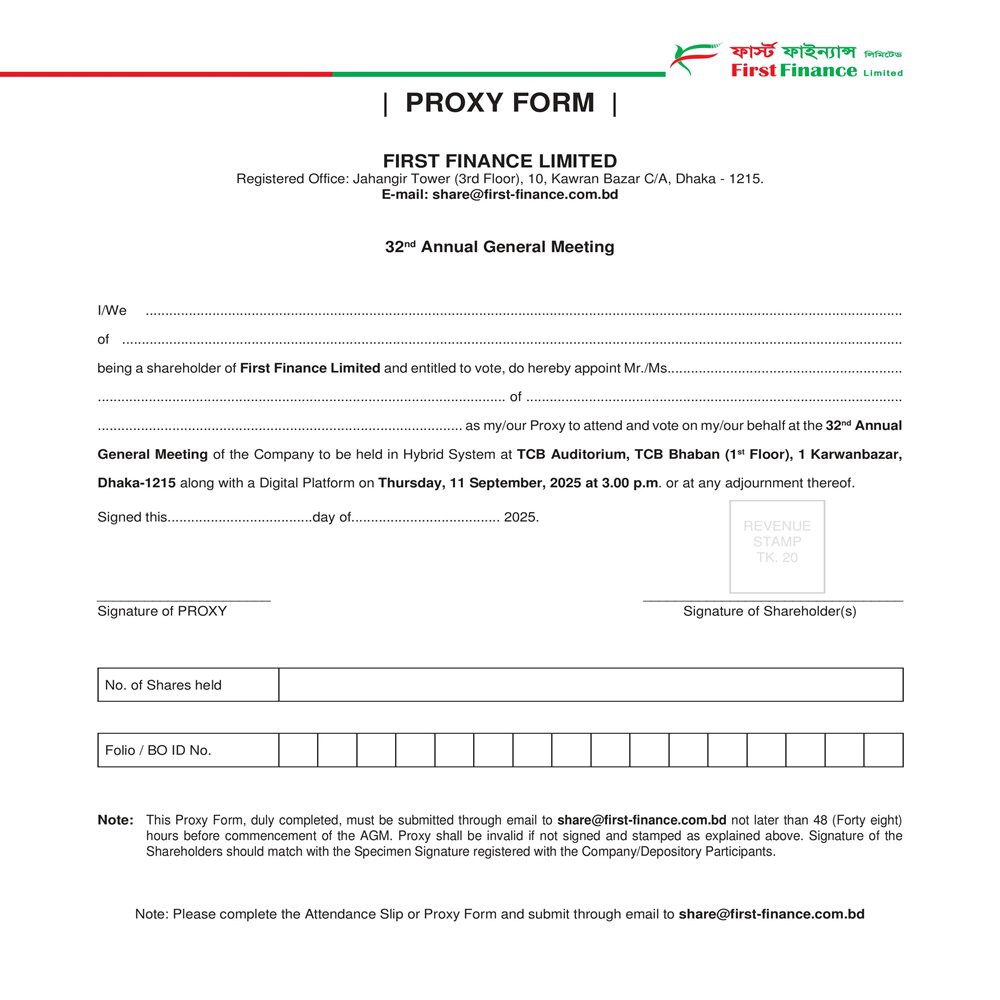Proxy form for 32nd AGM